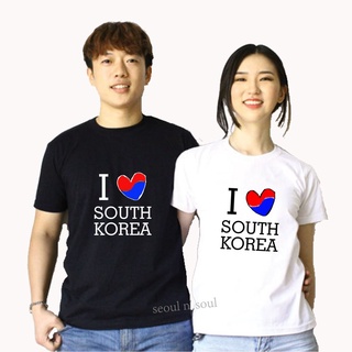 ✑◘T-Shirt I Love South Korea Tshirt Souvenir Korean State Ginseng Kpop Korean Style Black And White Unisex