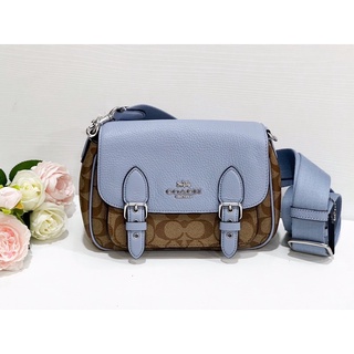 สีใหม่สวยมาก🍭🌈NEW COACH LUCY CROSSBODY IN SIGNATURE CANVAS (COACH C6781) SILVER/KHAKI/MARBLE BLUE Signature