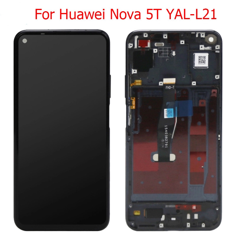 Nova 5T LCD สําหรับ Huawei Nova 5T จอแสดงผลกรอบหน้าจอสัมผัส 6.26 "Nova5T YAL-L21 L61A L61D L71A จอแสดงผล LCD