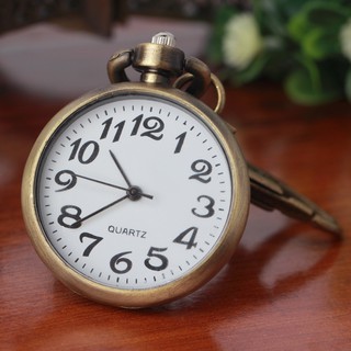 นาฬิกา Pocket Watch แฟชั่นย้อนยุค สีบรอนซ์ Quartz