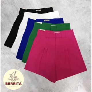 045 กางเกงขาสั้น เอวสูง Berrita ผ้าA80 ตะขอหน้า ทรงปล่อย สีสันสดใส