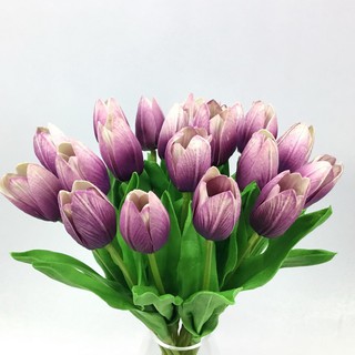 OrientalFineArt  ดอกทิวลิป ดอกไม้ประดิษฐ์เกรดพรีเมี่ยม Artificial Tulip(TS-01817 Purple)