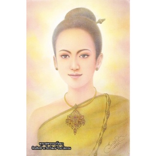 บูชาภาพวาด พระสุพรรณกัลยา ลิขสิทธิ์แท้ อ.จิรวัฒน์ ผ้าแคนวาท