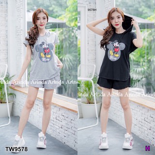 G9578  Set เสื้อฮู้ด + กางเกงขาสั้น Mickey Mouse