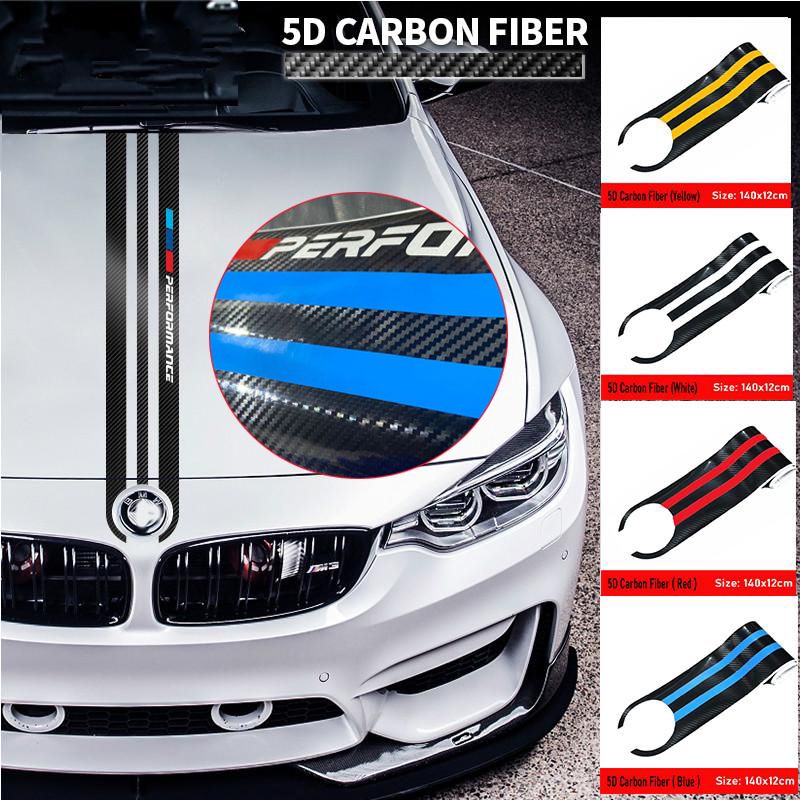 สติกเกอร์ BMW  5D Carbon Fiber Car Hood Sticker Decals For BMW 1 2 3 4 5 6 7 Series GT F34 F07 G20 G