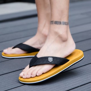 ⊙❉✠Slippers Male Summer Flip-flops อินเทรนด์พื้นหนา รองเท้าแตะผู้ชายสวมใส่สบายบุคลิกภาพนุ่มสวมใส่ด้านนอกรองเท้าชายหาด