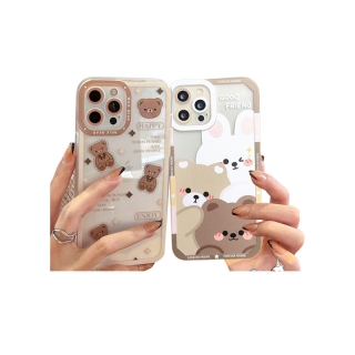 เคสโทรศัพท์มือถือ TPU นิ่ม ปิดด้านหลัง ลายการ์ตูนหมีน่ารัก สําหรับ iPhone 11 13 12 Pro Max X Xr Xs Max 7 8 6 6s Plus Se