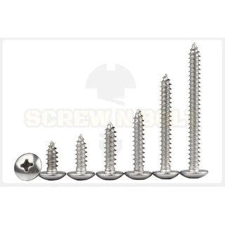 น็อต สกรู หัวร่ม หัวกระทะ แฉก T+ สแตนเลส 304 เกลียวปล่อย M5 / Truss an Head Phillip Tapping Screw