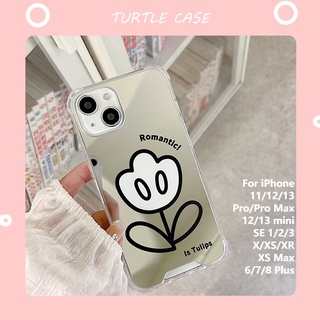 [พร้อมส่ง] เคสป้องกันโทรศัพท์มือถือกระจก ลายดอกไม้ สําหรับ Apple iPhone 14 13 12 11 PROMAX XS XR XSMAX SE2020 6 7 8PLUS MINI