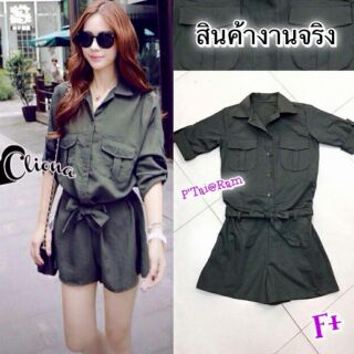 Military Girl Short Jumpsuit ส่งฟรีลทบ