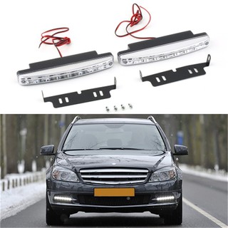 【sun】หลอดไฟติดรถยนต์ 2x8 LED Super Bright DRL Daytime Running lights