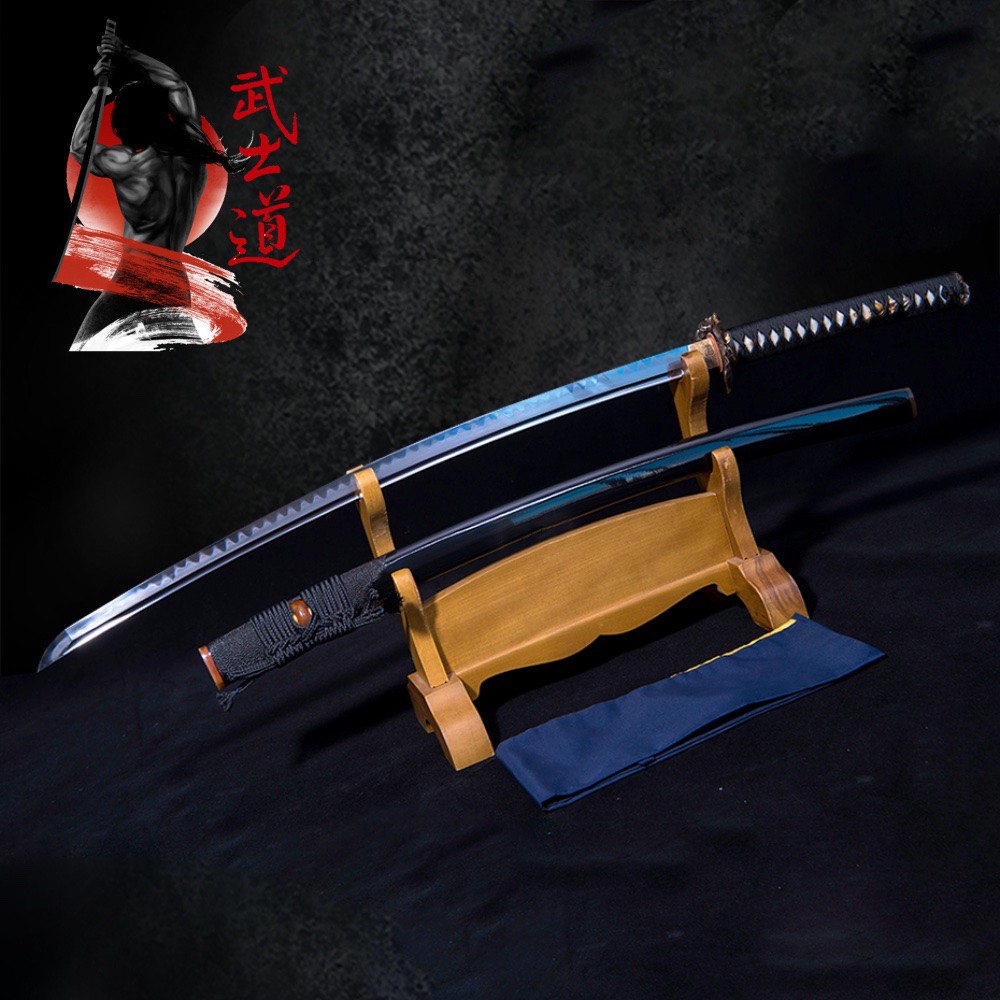 Black Samurai ดาบซามูไร คาตานะ T10 61HRC คม10 รุ่น Autumn แต่งครบ กระเบนแท้