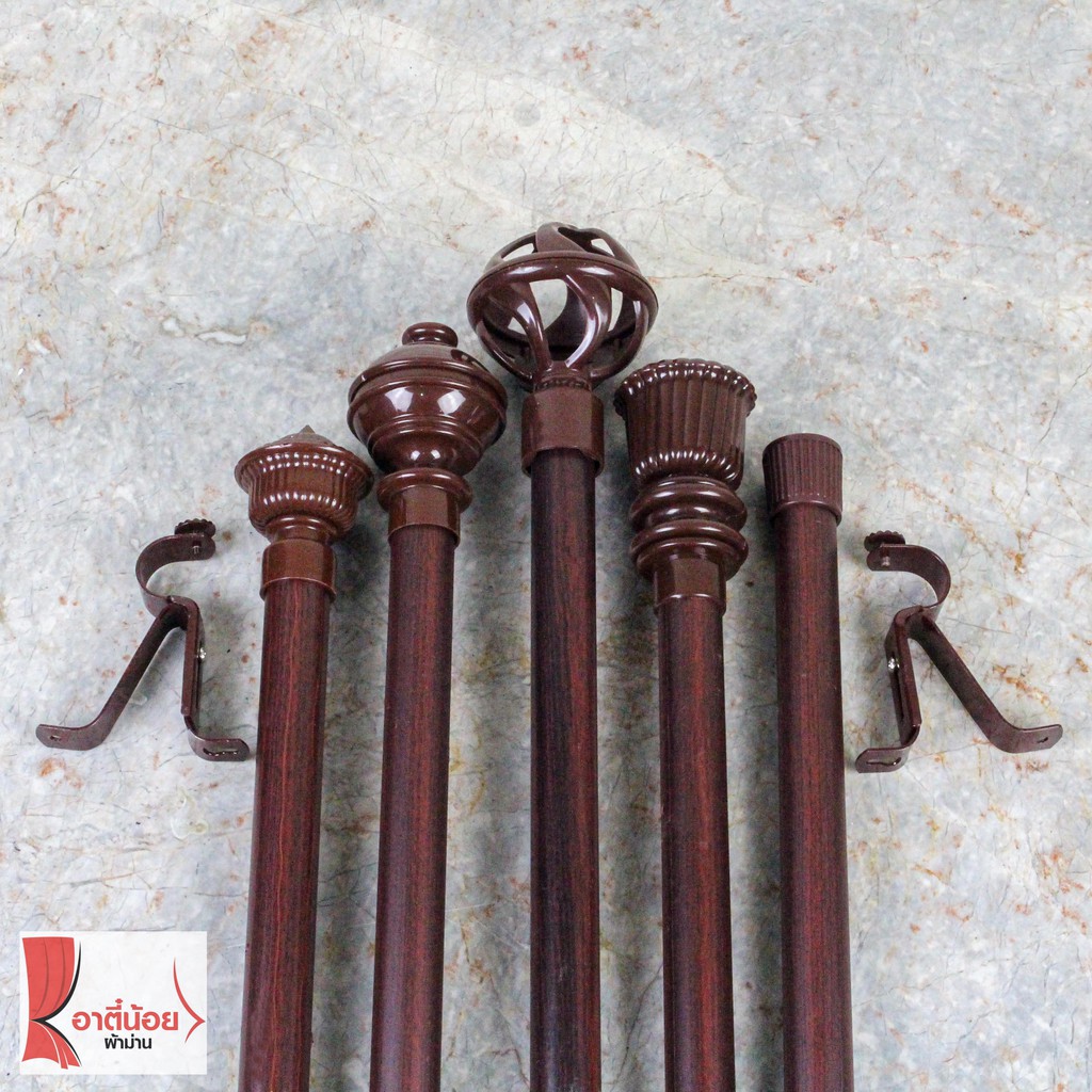 Sale ชุดราวผ้าม่านลายไม้ 0.90-3.20ม.อุปกรณ์ครบชุดราวผ้าม่าน(หัวรางสีโอ๊ค)