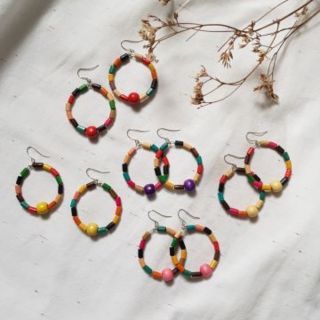 Happy colorful wood earrings