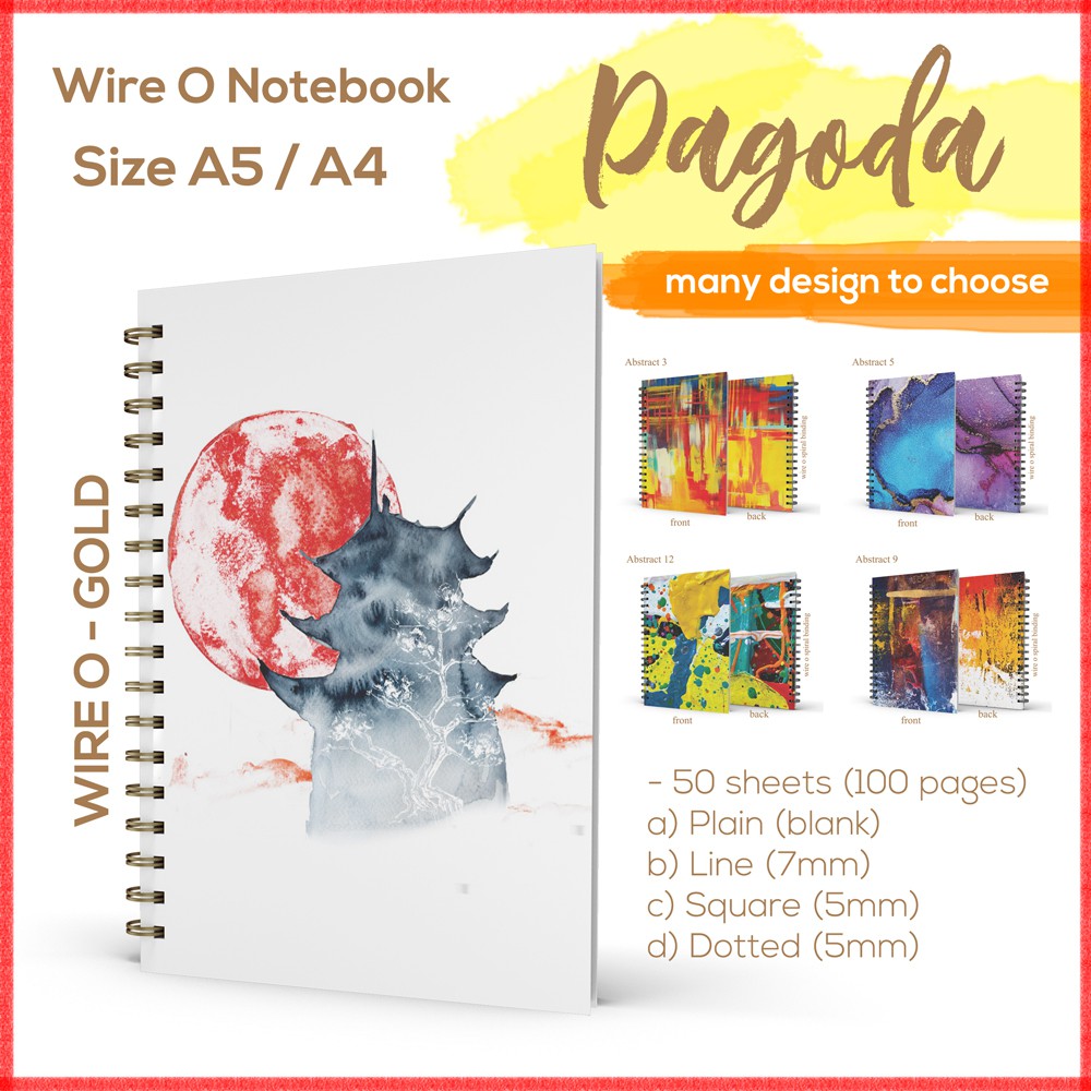 โน๊ตบุ๊ค Sketchbook Planner Line Square Dot Dot Plain Wire-O Book Pagoda Art 1