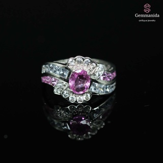 แหวน pink sapphire และ white sapphire ขนาด 53