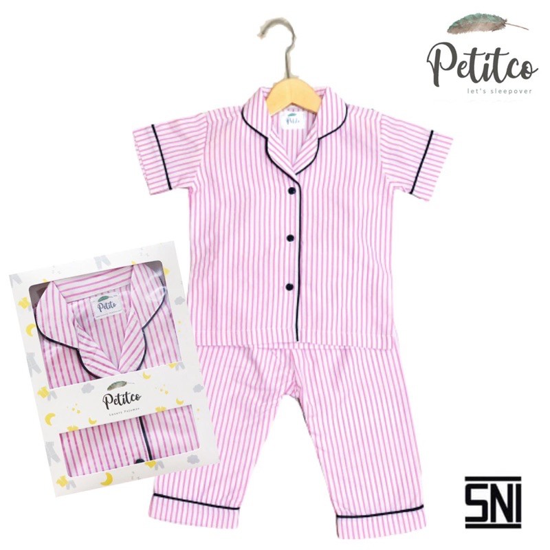 Petito Pyjamas ชุดนอนเด็ก / แถบสีชมพู