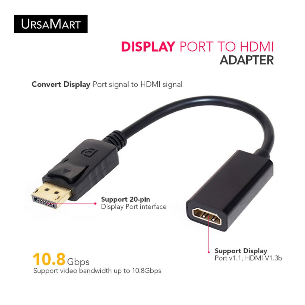 Ursa Mart Display Port to HDMI Adapter Mini Display Port / Display Port Series to HDMI
