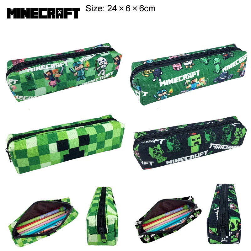 กระเป๋าดินสอ ลาย Minecraft Creeper Steve ขนาด 24*6 ซม. เหมาะกับของขวัญวันเกิด สําหรับเด็กผู้หญิง