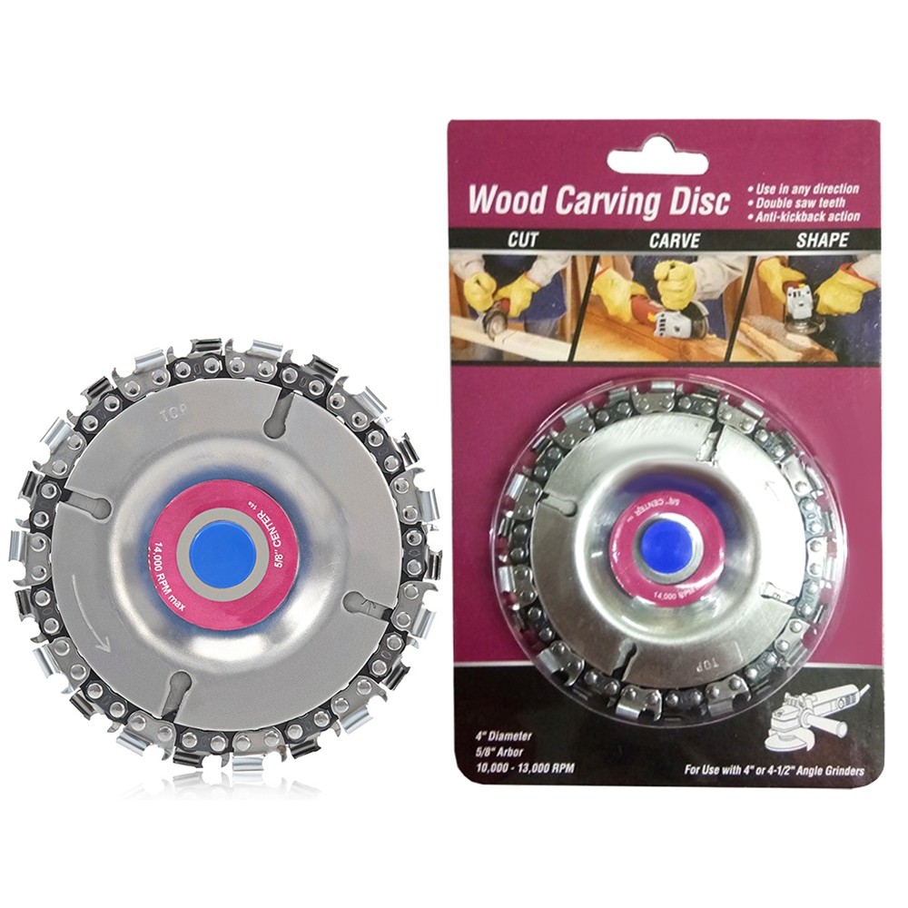 Telecorsa ใบเลื่อย 4 นิ้ว ฟันโซ่ Wood Carving Disc รุ่นWood-Craving-Disc-pink-packs-02B.-J1