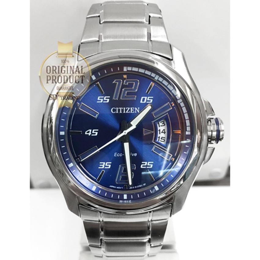 CITIZEN Eco-Drive Men’s Watch Silver/Blue Stainless Strap รุ่น AW1350-59M
