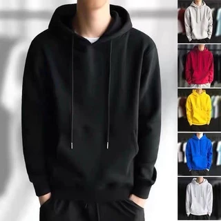 เสื้อกันหนาวแขนยาว K802M เสื้อแขนยาวมีฮู้ด เสื้อกันหนาวมีฮู้ดสีล้วน ผ้าสำลี ผ้าหนาดีใส่สบาย