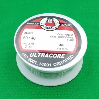 ตะกั่วบัดกรี 1.2 มม. ยาว 2 เมตร Ultracore **ของแท้** 60/40 2M 1.2mm.Tin lead Solder Flux Wire Rosin Core Soldering Roll