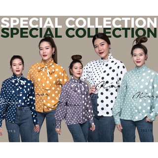 DeLTa DoT BLouSe•• เสื้อแขนยาวคอจีนลายจุดเล็กข้างนึง จุดใหญ่อีกข้างนึง เก๋ไก๋ใส่ง่าย ช่วงคอแต่งกุ๊นระบายตั้งเบาๆ