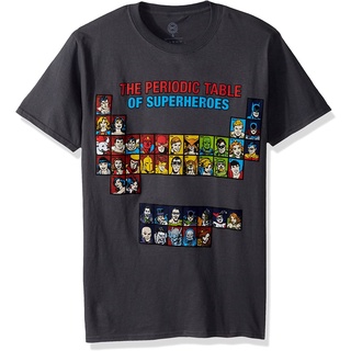 เสื้อยืดวินเทจ100%cotton เสื้อ ยืด ราคา ส่ง DC Comics Periodic Table Of Super Heroes Adult T-Shirt men เสื้อ ยืด ผู้ชาย