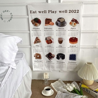 ผ้าตกแต่งผนัง ปฎิทินผ้า Eat well Play well Calendar, 2022   ผ้าแขวนผนัง