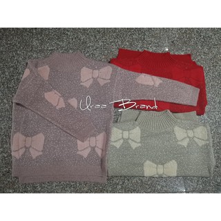 3 สี (พร้อมส่ง) เสื้อไหมพรม ลายโบว์วิ้งๆ รุ่น เสื้อไหมพรมคอกลม Sweater Winter Bow Wink (ฟรีไซส์)