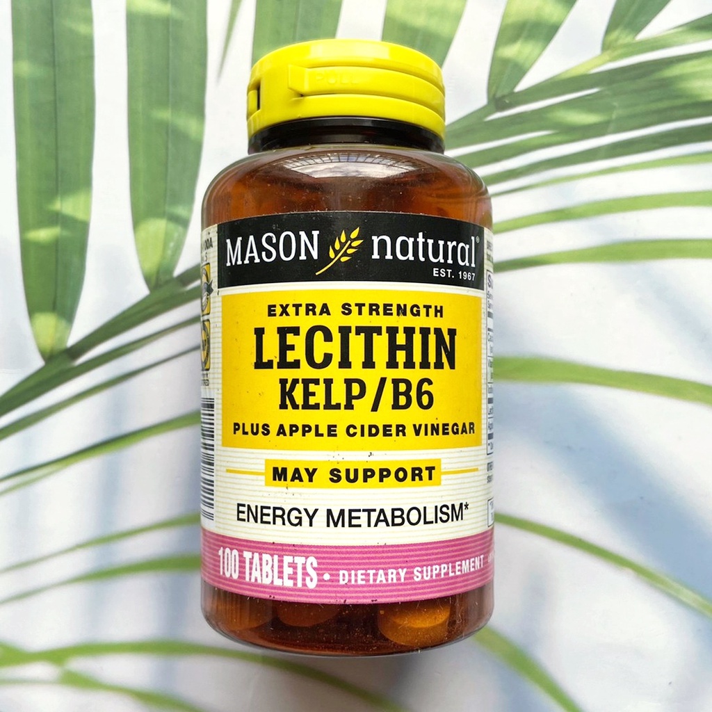 เลซิทิน Extra Strength Lecithin Kelp B6 Plus Apple Cider Vinegar 100 Tablets (Mason Natural®)