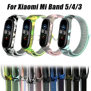 สายรัดข้อมือไนล่อนลายพรางน้ําหนักเบาสําหรับ Xiaomi Mi Band 5 4 3