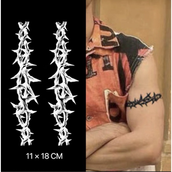 Mars Tattoo Shop เทคโนโลยีใหม่ ติดทนนาน 2 สัปดาห์ รอยสักกึ่งถาวร สติ๊กเกอร์รอยสักชั่วคราว รอยสักปลอม ปลอกแขน ปลอกแขน SH143