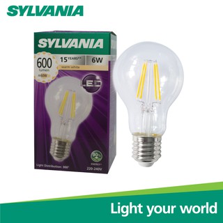 SYLVANIA หลอดไฟวินเทจ Filament ฟิลาเมนต์ ทรงเอดิสัน รุ่น ToLEDo FIRA A60 6W E27 แสงวอร์มไวท์