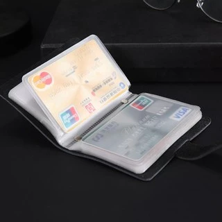 กระเป๋าใส่บัตรช่องใส่การ์ด PU สีดำเรียบง่าย 6 ช่อง