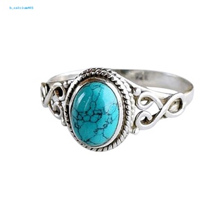 Farfi  Antique Turquoise Natural Gemstone Bride Wedding Engagement Vintage Ring Gift
