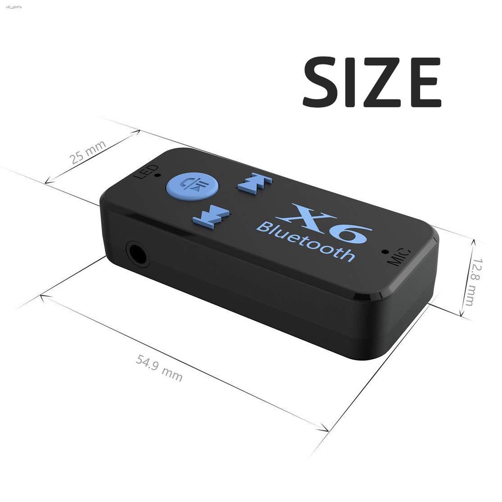 Wireless Car Kit X6 รับสัญญาณบลูทูธ Bluetooth 4.0 A2DP Stereo Music 3.5mm AUX/RCA Audio Stereo Music