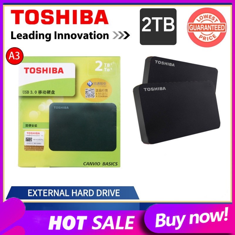 Toshiba 2TB Harddisk External Hard Drives Canvio External HDD USB 3.0 - Black Mobile Hard
