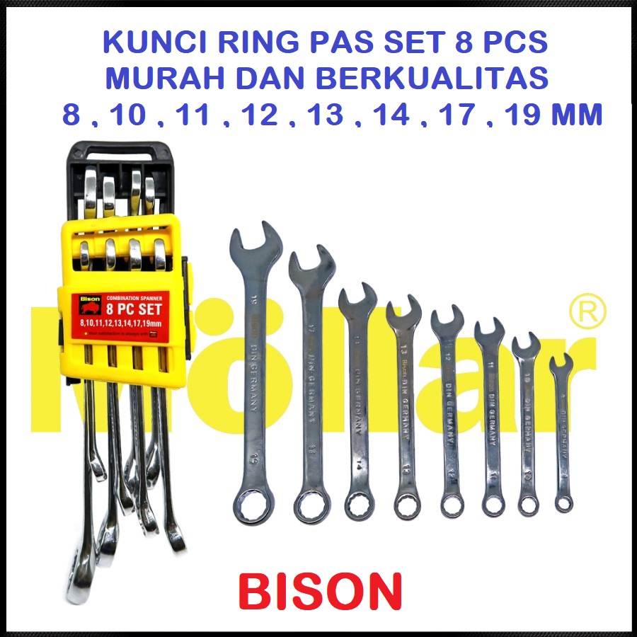 BISON RING WRENCH SET COMBINATION WRENCH SET 8PCS 8-19mm