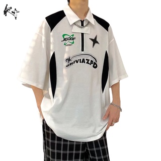 【KT】เสื้อโปโลแขนสั้น คอปก ทรงหลวม เข้ากับทุกการแต่งกาย สไตล์ฮ่องกง แนวสตรีท เหมาะกับฤดูร้อน สําหรับผู้ชาย