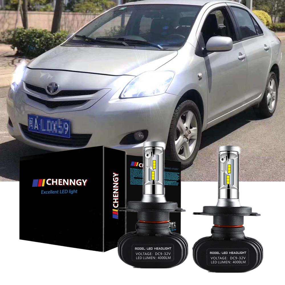 สําหรับ Toyota Vios 2008 2009 2010 2011 2012 2013 2nd gen - 2x H4 LED ไฟหน้า High Low Beam หลอดไฟ