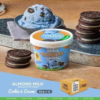 ไอศกรีมนมอัลมอนด์ สูตรคุกกี้ แอนด์ครีม 80g x 12 Cups (Cookie and Cream Vegan Ice Cream)