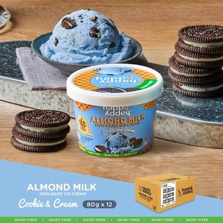 ไอศกรีมนมอัลมอนด์ สูตรคุกกี้ แอนด์ครีม 80g x 12 Cups (Cookie and Cream Vegan Ice Cream)