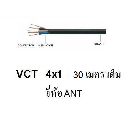 ANT / STT  สายไฟดำ หุ้ม ฉนวน 2 ชั้น VCT 4x1 sqmm ความยาว 10/20/30/50 เมตร 1ขด