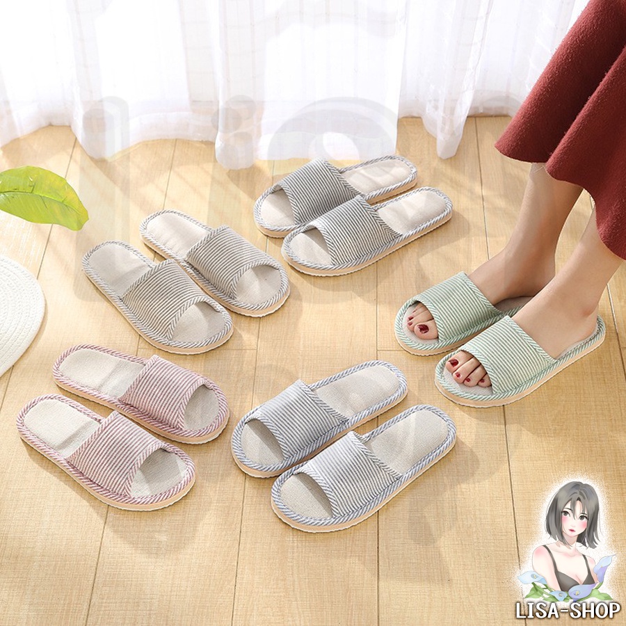 รองเท้าแตะใส่ในบ้าน พื้นนิ่ม ลายทาง มี 5 สี พื้นกันลื่น ขนาดไซซ์แบบคร่อม T67