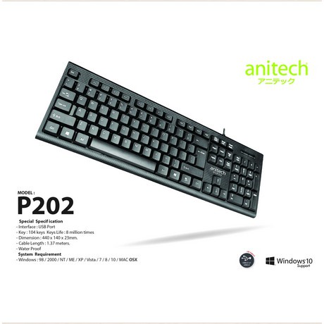 Anitech USB Standard Keyboard รุ่นP202 คีย์บอร์ด