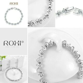 ROXI สร้อยข้อมือ White gold  สายลายตัวอักษร S ประดับด้วยคริสตัล CZ