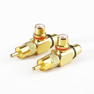 2Pc Gold Plated RCA ชาย2หญิง RCA อะแดปเตอร์ AV Video Audio T ปลั๊ก RCA 3 Way ปลั๊ก R Connector