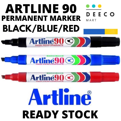 Artline 90 ปากกามาร์กเกอร์ถาวร (น้ําเงิน,ดํา,แดง) l [DeecoMart]